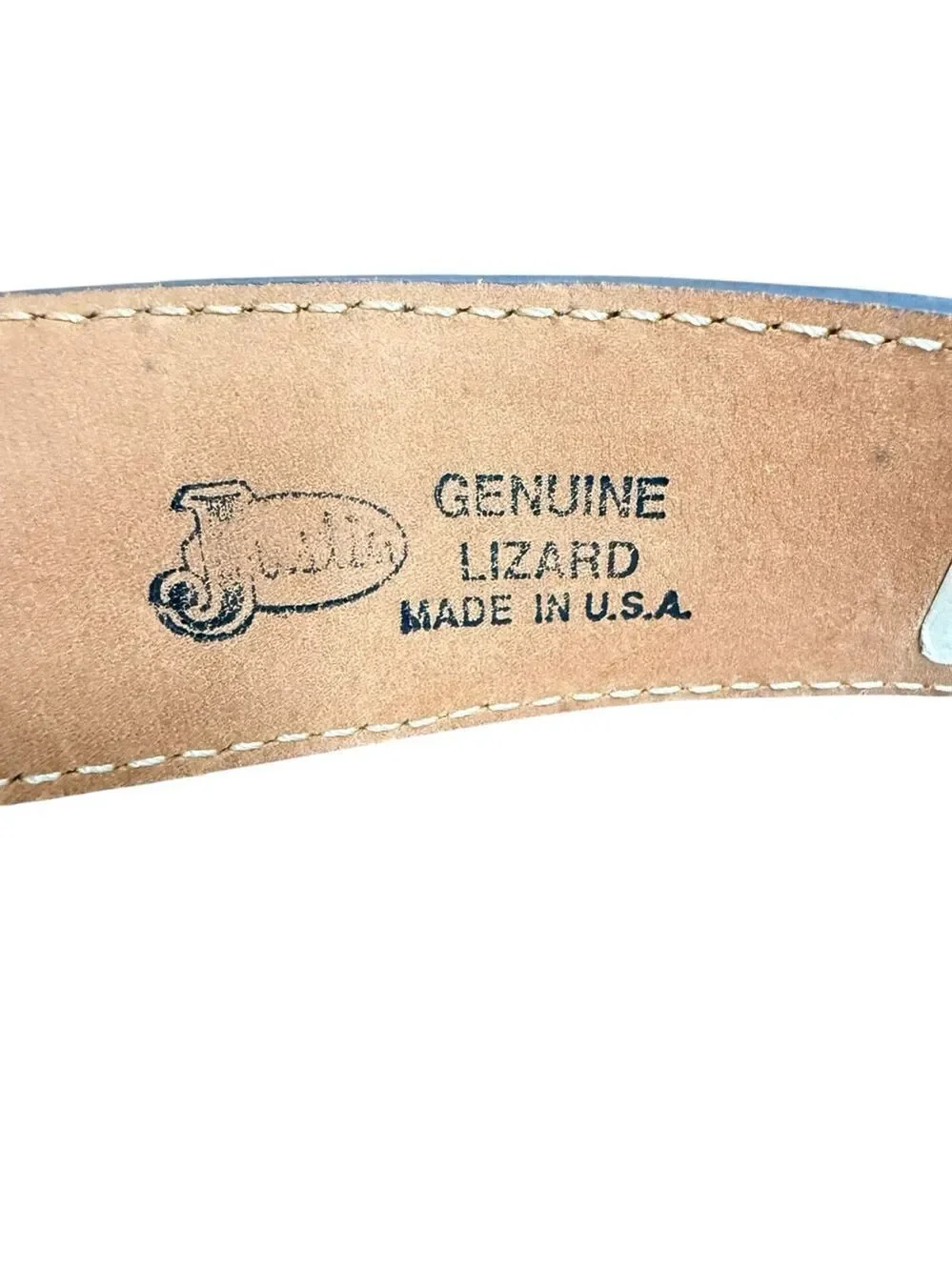 Vintage Genuine Lizard Leather Belt Brown Size 40 Measures 45 Inches USA